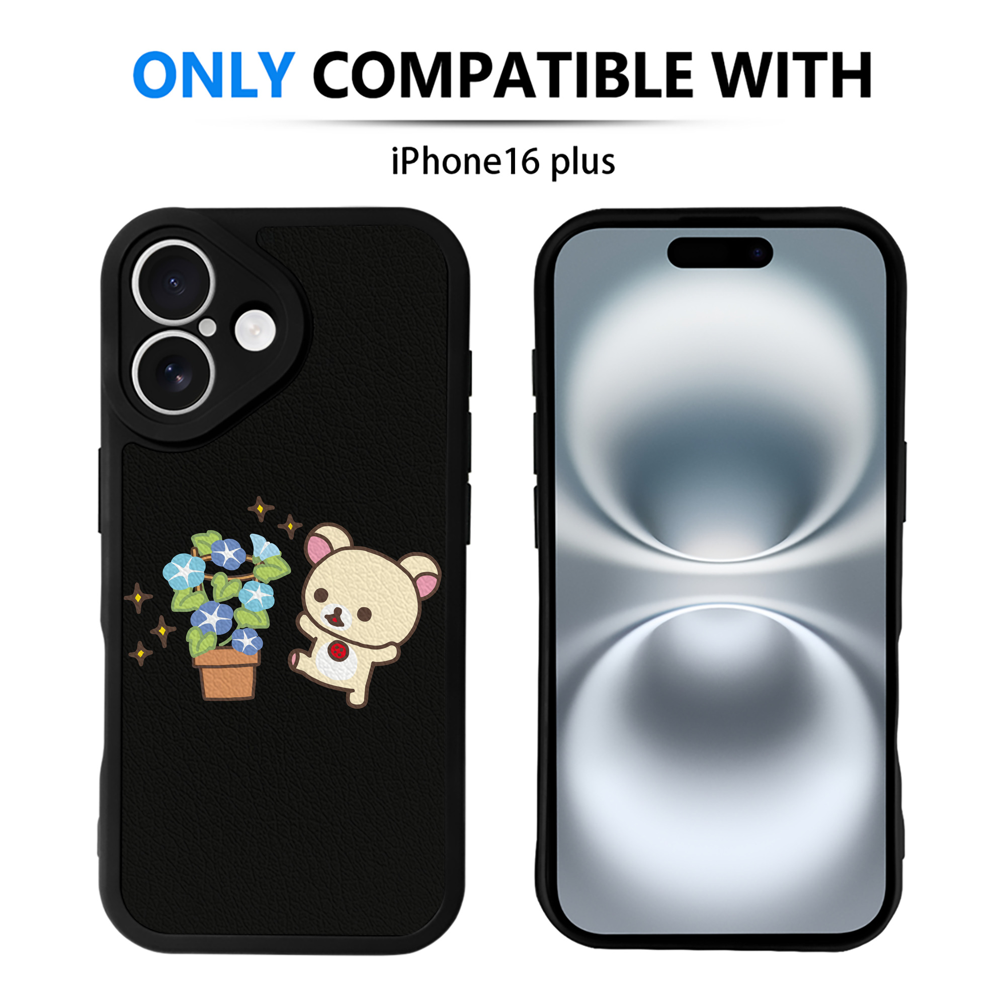 （画像用） リラックマ リラックマ キイロイトリ Rilakkuma Korilakkuma Kiiroitori 【iPhone 16シリーズ対応】シリコンスマホケース（レザー調） 材質：シリコン